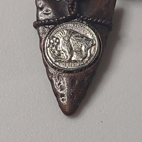 Mini Buffalo Nickle Faux Metal Arrowhead Rope Necklace - Picture 4 of 13